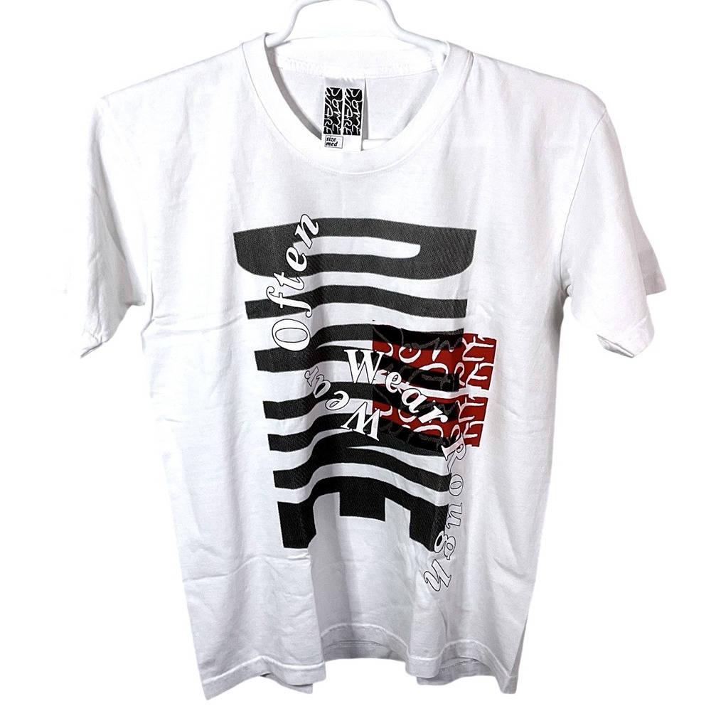 Someware Goopy Wall-Wear Often Wear Rough Divine‎ White Tshirt- Size Medium